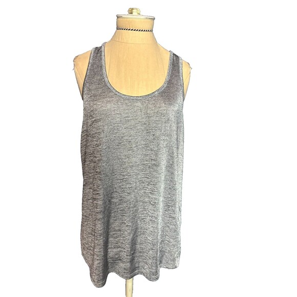 Gap Large Stretch Racerback Tank Grey w/ Shiny Black And Silver Threads Large - Picture 1 of 4